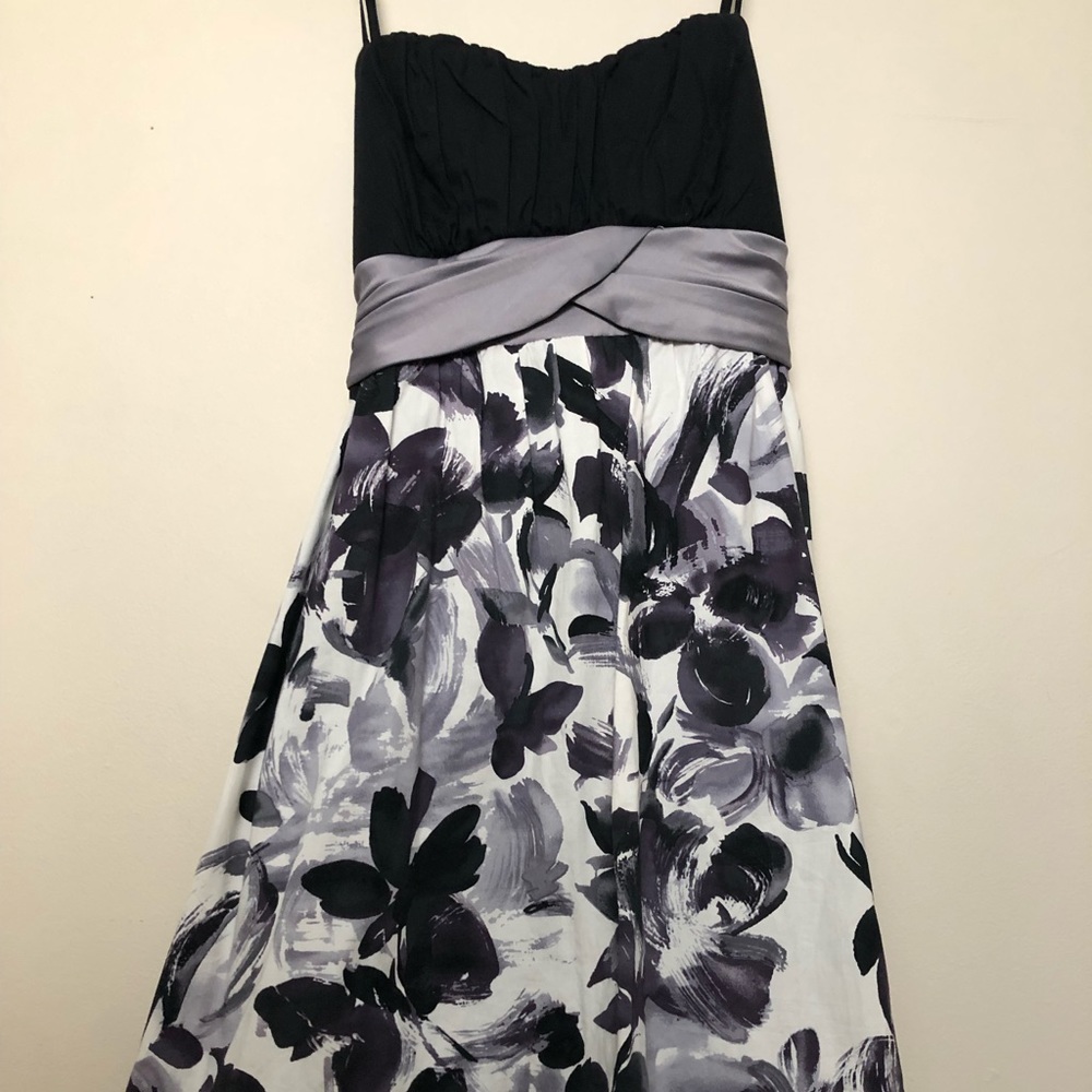 Lavender & Grey Floral Pattern Fit & Flare Dress